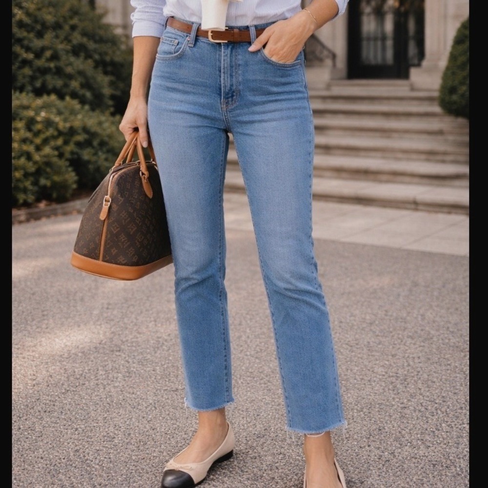 Madewell Stovepipe Jeans Medium Wash straight‎ Ankle Crop High Rise Size 26